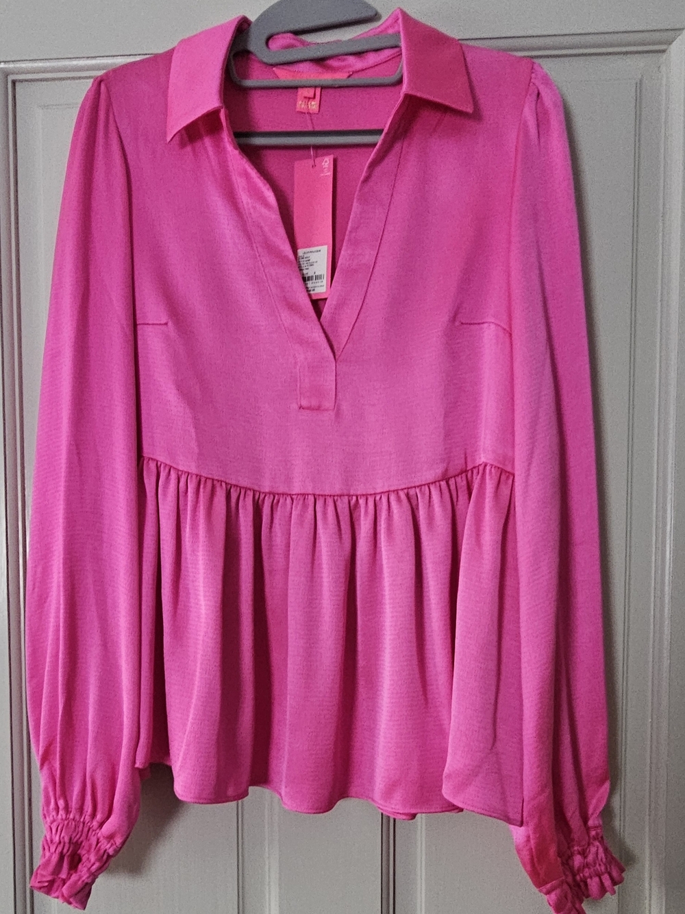 Lilly Pulitzer Jaylene Size 6 NWT Pink Peplum V-Neck Blouse - Picture 10 of 12